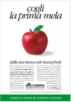 Manifesto CARISPAQ 'COGLI LA PRIMA MELA' 70x100 cm